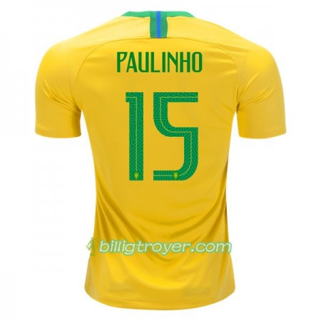 Billige Fotballdrakter Brasil Paulinho 15 VM 2018 Hjemmedraktsett